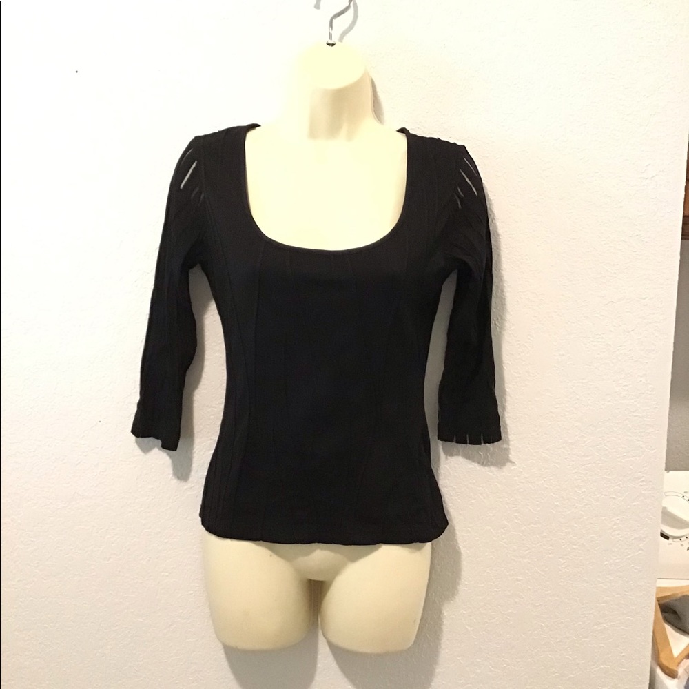 Anne Fontaine Paris black 3/4 stretch top size 1